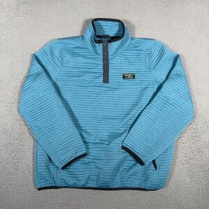 LL Bean Sweater Womens Large Petite PL Blue Airlight Knit Pullover Snap Outdoor